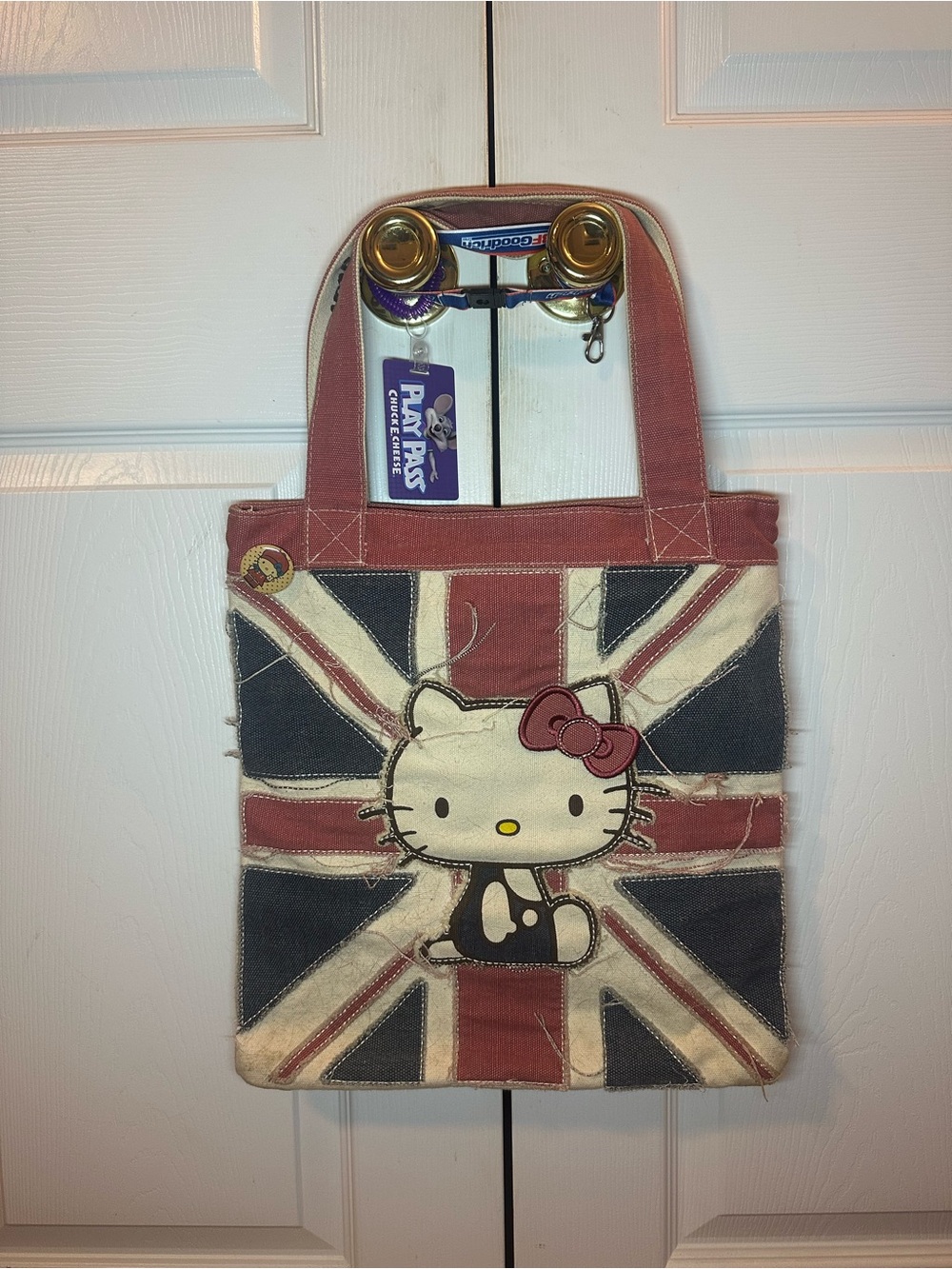 Hello Kitty Union Jack Canvas Tote - Red, Navy & Cream